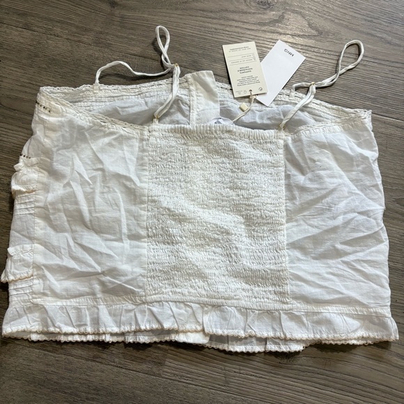 Mango MNG White Beaded Ruffle Tiered Cami Babydoll Milkmaid Button Front Sz L - Picture 9 of 10